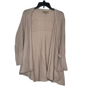 Democracy Women's Sweater Open Front Mesh Cardigan‎ Dolman Sleeve  Tan Sz. XL